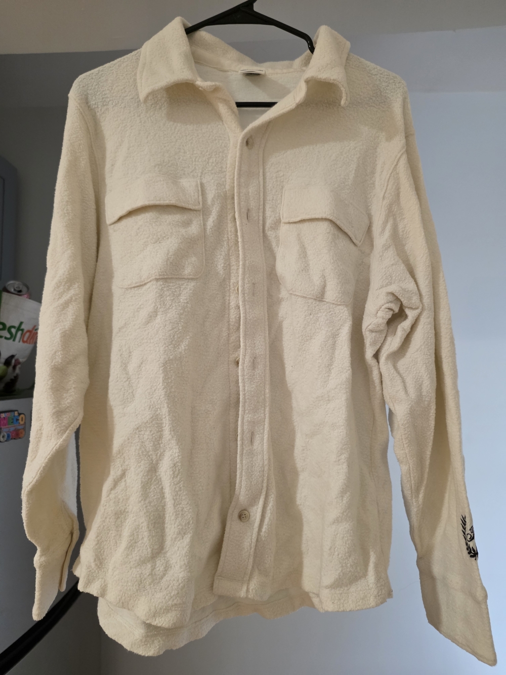 PINK Victoria's Secret Cream Sherpa Button-Up Shirt Jacket